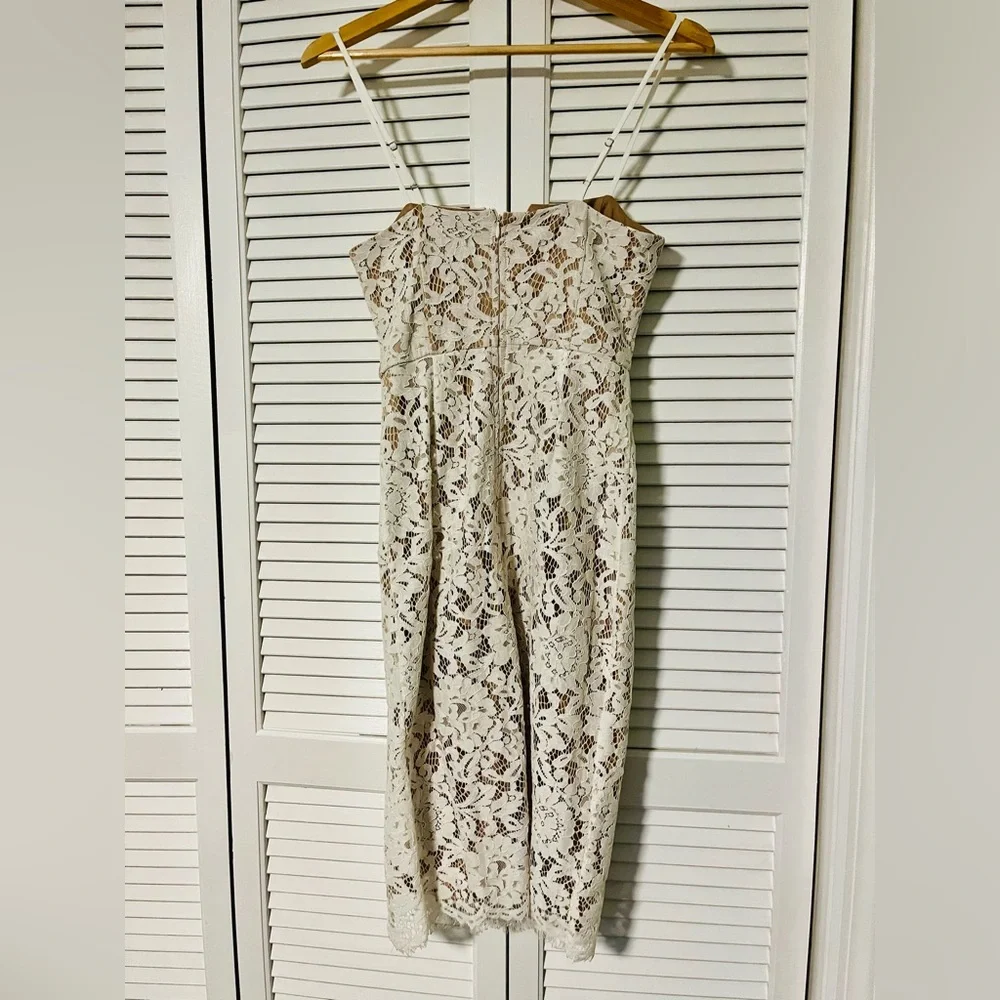 Lulu's White Lace Dress with Nude Lining - Picture 9 of 12